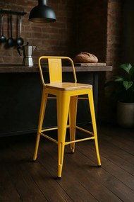 Kruk Torix met rugleuning van natuurlijk hout