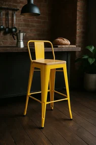 Kruk Torix met rugleuning van natuurlijk hout