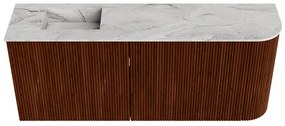 Mondiaz Joya DLux 100cm toiletmeubel ronding rechts ruby met wastafel faye links zonder kraangat glace