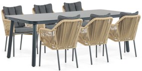 Tuinset 6 personen 220 cm Aluminium/rope Taupe Lifestyle Garden Furniture Marbella/Tavano