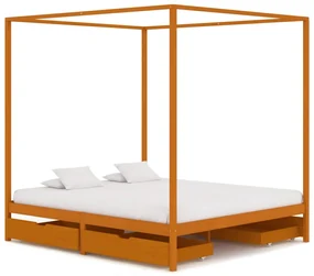 vidaXL Hemelbedframe met 4 lades massief grenenhout 180x200 cm