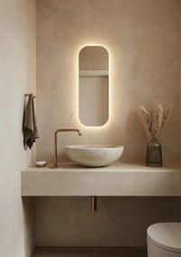Hipp Design T03 spiegel rechthoekig met afgeronde hoeke en verlichting rondom 30x80cm