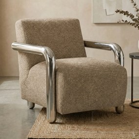 Fauteuil Chromen Armen Taupe