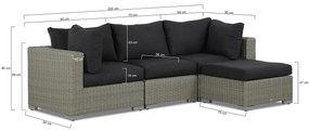 Chaise Loungeset Wicker Grijs 3 personen Garden Collections Toronto