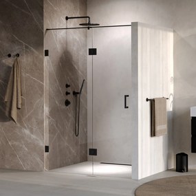 Brauer Void profielloze nisdeur 130cm met draaideur 60cm aan glas zwart mat