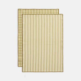 Set van 2 theedoeken, 30% gerecycled katoen, geweven-geverfd, Soizic
