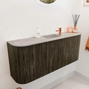Mondiaz Joya DLux 105cm toiletmeubel ronding links/rechts shadow met wastafel faye midden 1 kraangat glace