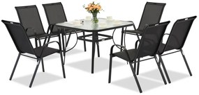 Tuintafel Modena zwart voor 6 personen met vierkante tafel Garden Point