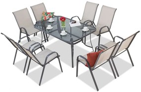 Dining tuinset Modena lichtgrijs voor 8 personen Garden Point