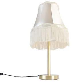 Stoffen Klassieke tafellamp messing met granny kap crème 30 cm - Simplo Klassiek / Antiek E27 rond Binnenverlichting Lamp