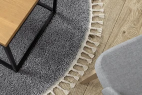 Tapijt BERBER 9000 ROND grijskleuring helder ,rand ,  Barber , marokkaanse shaggy