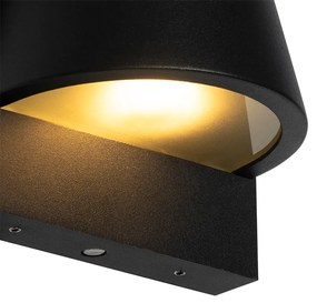 Buiten wandlamp met bewegingsmelder zwart IP44 met schemerschakelaar - Femke Industriele / Industrie / Industrial GU10 IP44 Buitenverlichting rond