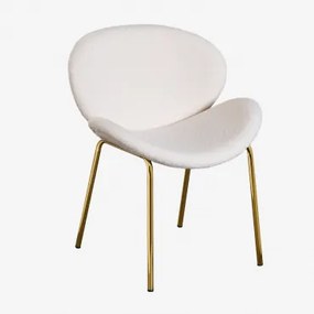 Eetkamerstoel Bekleed Met Schapenvacht Fior White & Goud - Sklum