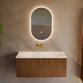 Mondiaz Kurve-dlux 100cm badmeubel dusk met 1 lade en wastafel big medium midden zonder kraangat ostra