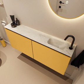 Mondiaz Ture DLux toiletmeubel 120cm ocher met wastafel ostra rechts met kraangat