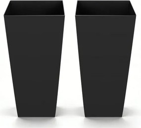 VEVOR Bloempot 325x325x665 mm 2-pack, Hoge Bloempot, Bloembak, PP Plantenbak, Plantenbak met Binnenpot en Afwateringsgaten, Geschikt voor Kamer- en Tuinplanten, Zwart