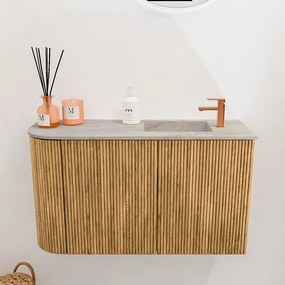 Mondiaz Joya DLux 70cm toiletmeubel ronding links oak met wastafel faye rechts 1 kraangat glace
