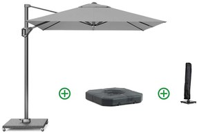 Zweefparasol  2.5x2.5m T1 (incl. voet + hoes) light grey Grijs-antraciet Platinum Voyager