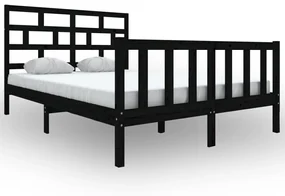 vidaXL Bedframe massief grenenhout zwart 160x200 cm