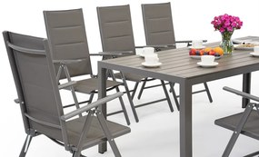 Garden Point grijze aluminium tuinmeubelen met grote Polywood Verona tafel voor 8 personen