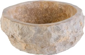 Sanigoods River waskom natuur marmer 30-35x15cm bruin
