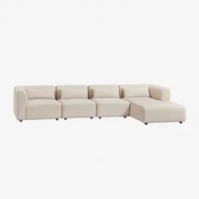 4-delige Modulaire Rechter Chaise Longue Bank Fogler Corduroy Linnen Beige - Sklum