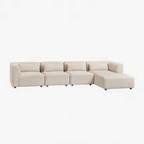 Fogler 4-delige Modulaire Chaise Longue-bank Rechts Corduroy Beige – Linnen - Sklum