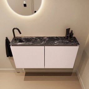 Mondiaz Ture DLux toiletmeubel 100cm rosee met wastafel lava links met kraangat