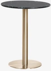Ronde Bartafel Van Natuurlijk Steen Xiren Ø60 Cm & Big Flower Groen Marmer - Geborsteld Goud - Sklum