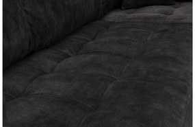 Goossens Bank Coco zwart, stof, 2,5-zits, stijlvol landelijk met ligelement rechts