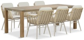 Tuinset 6 personen 220 cm Aluminium/wicker Taupe Coco Antoni/Bristol