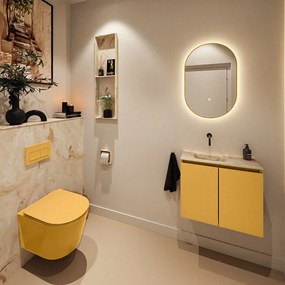 Mondiaz Ture DLux toiletmeubel 60cm ocher met wastafel frappe links zonder kraangat