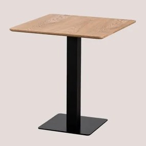 Vierkante Barkruktafel Van Esdoornfineer Espresso ↔︎ 70 Cm & Zwart - Sklum