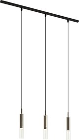 Modern railsysteem zwart met 3 hanglampen gunmetal 1-fase - Slimline Loyce