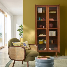 Vintage vitrinekast, 2 deuren, walnootfineer, RONDA