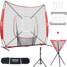 VEVOR 244 x 106 x 211 cm honkbal-softbal oefennet, honkbal trainingsnet, slaan, vangen, pitchen, vangnet honkbaluitrusting met boogframe, draagtas, slagzone, bal, ballenverzamelaar