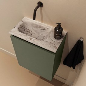 Mondiaz Ture DLux toiletmeubel 40cm army met wastafel glace links zonder kraangat