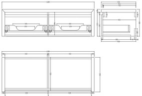 Gliss Design Ares badmeubel 120cm 2 lades charcoal met rivierstenen waskommen