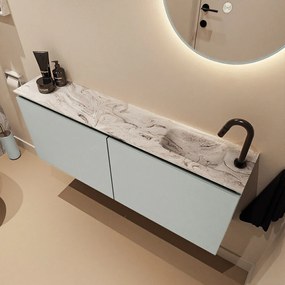 Mondiaz Ture DLux toiletmeubel 120cm greey met wastafel glace rechts met kraangat