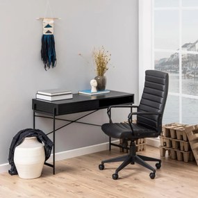 Compact Bureau Zwart Met Opbergruimte - 110 X 50cm.