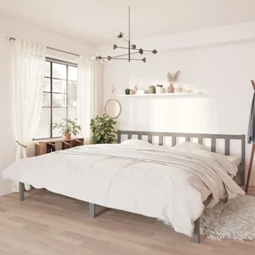 vidaXL Bedframe massief grenenhout grijs 200x200 cm