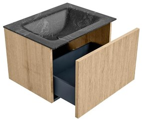 Mondiaz Kurve-dlux 60cm badmeubel oak met 1 lade en wastafel cloud midden 1 kraangat lava