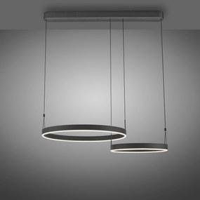 Hanglamp zwart incl. LED 2-lichts dimbaar met afstandsbediening easy lift - Esko rond Binnenverlichting Lamp