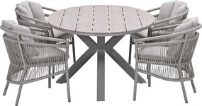 Garden Impressions Sorong tuinset 5-delig - Tulli tuintafel 180x115 cm - light teak vironwood