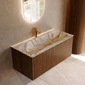 Mondiaz Kurve-dlux 100cm badmeubel dusk met 1 lade en wastafel big medium midden 1 kraangat glace