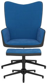 vidaXL Relaxstoel met voetenbank fluweel en PVC blauw