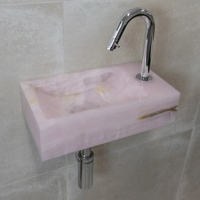 Saniclear Pink Onyx fonteinset met gebogen kraan in chroom