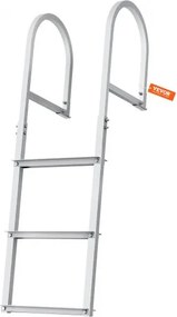 VEVOR Dock Ladder 3 verwijderbare treden, draagvermogen 227 kg, aluminiumlegering pontonbootladder met 8 cm brede trede en antislip rubberen mat, voor het betreden van schepen/meren/zwembaden
