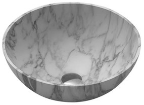 Saniclass Java Marble Waskom - 42x42x15cm - rond - marmer - wit OUTLETSTORE WD38500N