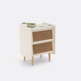 Nachtkastje van riet met 2 laden, Kaya